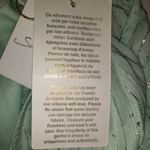 Sundress Laura Maxi Dress MINT GREEN M/L Boho Formal Gown Sparkle NWT Sexy Slits - Picture 12 of 16